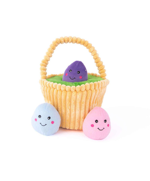 Zippy Paws Zippy Burrow - Easter Egg Basket Plush Dog Toy.