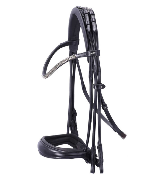 Schockemohle SP Isabell Werth Bella Rose Double Bridle, Black/Silver.