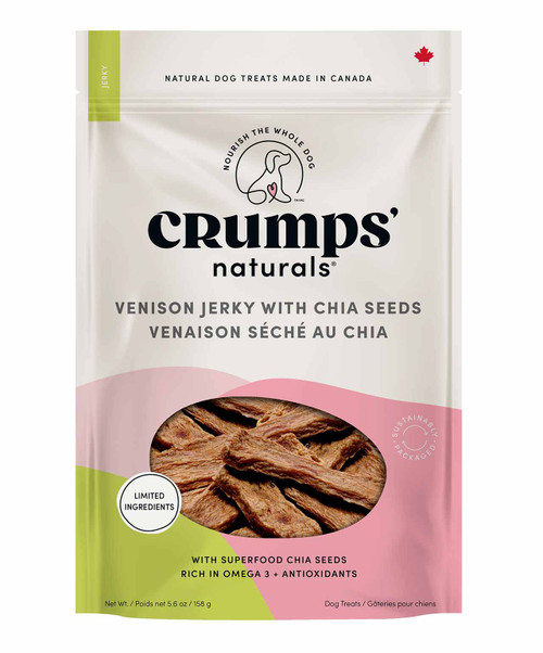 Crumps Venison Jerky With Chia Seeds Dog Treats.