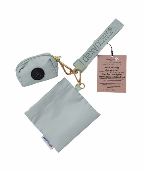 Dexypaws Dual Pouch Wristlet, Poop Bag Holder + Treat Pouch, Sage Green.