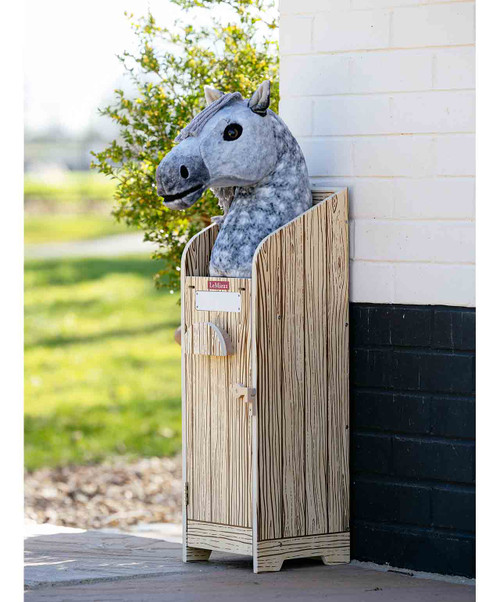 LeMIeux Hobby Horse Wooden Stable Set, shown with Hobby Horse.