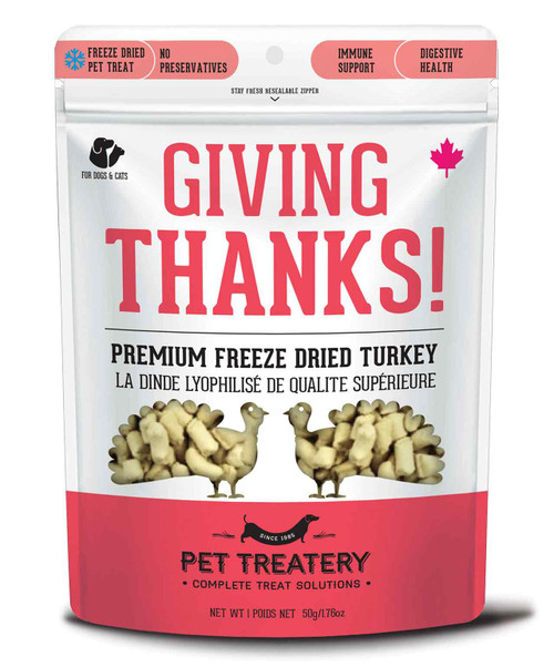 Granville Giving Thanks Premium Freeze Dried Turkey Treats for Dogs and Cats 50g.