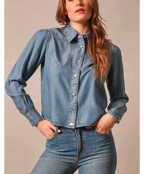 Kimes Ranch Ladies Cece Dress Shirt, Indigo.