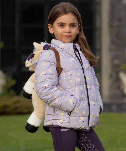 LeMieux Mini Lilo Printed Puffer Jacket, Lilac.
