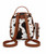 Wrangler Cow Print Mini Backpack with Coin Pouch, Brown, back.