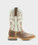 Hyer 11" Topeka Ladies Western Boot, Tan/Blue, side.