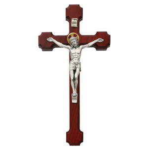 10 in. Thin Cherry Crucifix with Two Tone Corpus - Gift Boxed 10 in. Thin Cherry Crucifix with Two Tone Corpus - Gift Boxed