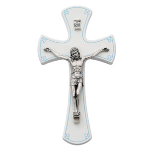 7 in. White/Blue Crucifix - Gift Boxed 7 in. White/Blue Crucifix - Gift Boxed