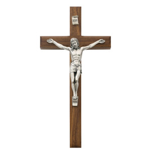 10 in. Walnut Stain Inlay Crucifix - Gift Boxed 10 in. Walnut Stain Inlay Crucifix - Gift Boxed