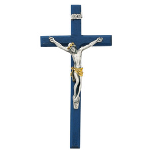 10in Navy Blue Crucifix with Two Tone Corpus 10in Navy Blue Crucifix with Two Tone Corpus