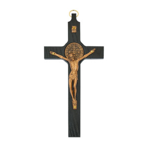 8in Black Painted Wood Copper St Benedict - Gift Boxed 8in Black Painted Wood Copper St Benedict - Gift Boxed