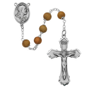 Olive Wood Rosary Silver Oxidized - Gift Boxed Olive Wood Rosary Silver Oxidized - Gift Boxed