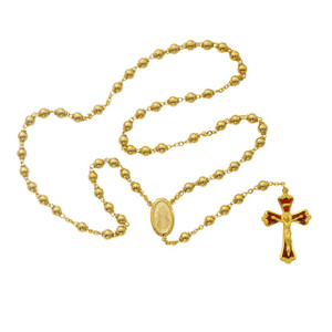 6mm Gold Divine Mercy Rosary Gold Plated Pewter - Gift Boxed 6mm Gold Divine Mercy Rosary Gold Plated Pewter - Gift Boxed