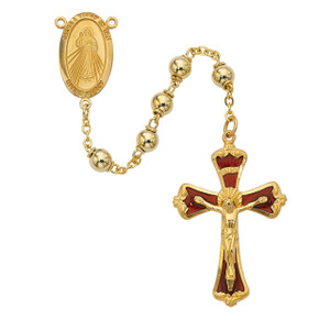 6mm Gold Divine Mercy Rosary Gold Plated Sterling - Gift Boxed 6mm Gold Divine Mercy Rosary Gold Plated Sterling - Gift Boxed