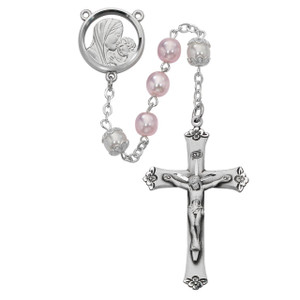 Mother & Child Pink and White Rosary - Gift Boxed Mother & Child Pink and White Rosary - Gift Boxed