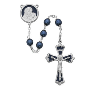Mother and Child Blue Glass Rosary - Gift Boxed Mother and Child Blue Glass Rosary - Gift Boxed
