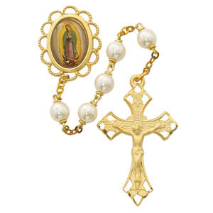 Pearl like Guadalupe Rosary - Gift Boxed Pearl like Guadalupe Rosary - Gift Boxed