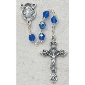 6mm Dark Blue Glass September Rosary 1 - Gift Boxed 6mm Dark Blue Glass September Rosary 1 - Gift Boxed