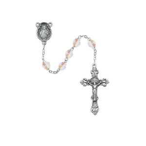 6mm Aurora Glass April Rosary Silver Oxidized 1 - Gift Boxed 6mm Aurora Glass April Rosary Silver Oxidized 1 - Gift Boxed
