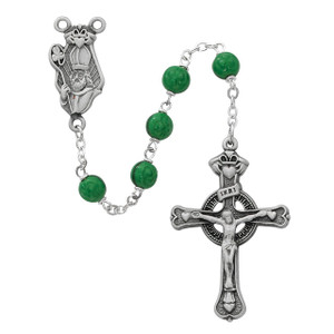 Green Glass St Patrick Rosary - Gift Boxed Green Glass St Patrick Rosary - Gift Boxed