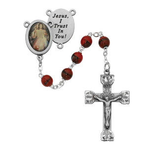 7mm Red and Black Divine Mercy Rosary Pewter 2 - Gift Boxed 7mm Red and Black Divine Mercy Rosary Pewter 2 - Gift Boxed