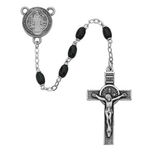 Black Glass St Benedict Rosary - Gift Boxed Black Glass St Benedict Rosary - Gift Boxed