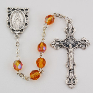 6mm Amber Glass November Rosary Silver Oxidized 2 - Gift Boxed 6mm Amber Glass November Rosary Silver Oxidized 2 - Gift Boxed
