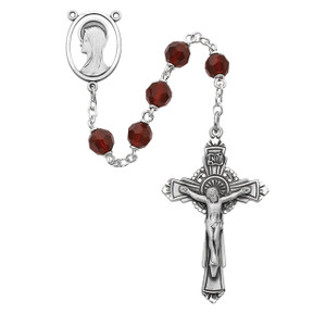 7mm Dark Red Tin Cut Crystal Rosary Sterling Silver - Gift Boxed 7mm Dark Red Tin Cut Crystal Rosary Sterling Silver - Gift Boxed