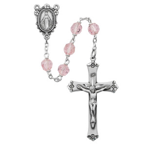 7mm Pink Tin Cut Crystal Rosary Sterling Silver - Gift Boxed 7mm Pink Tin Cut Crystal Rosary Sterling Silver - Gift Boxed
