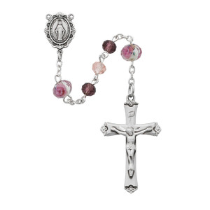 6mm Pink Multi Tin Cut Crystal Rosary Sterling Silver - Gift Boxed 6mm Pink Multi Tin Cut Crystal Rosary Sterling Silver - Gift Boxed