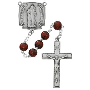 Red Wood with Florian Badge Rosary - Gift Boxed Red Wood with Florian Badge Rosary - Gift Boxed