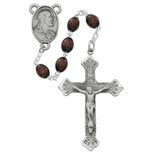 Brown Wood Scared Heart Rosary - Gift Boxed Brown Wood Scared Heart Rosary - Gift Boxed