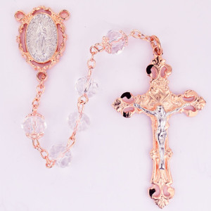 Crystal Rose Gold Guadalupe Rosary - Gift Boxed Crystal Rose Gold Guadalupe Rosary - Gift Boxed