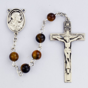 Tiger Eye with Sterling Rosary - Gift Boxed Tiger Eye with Sterling Rosary - Gift Boxed