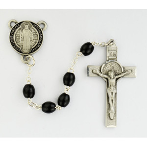 Black Wood Epoxy St Benedict Rosary - Gift Boxed Black Wood Epoxy St Benedict Rosary - Gift Boxed