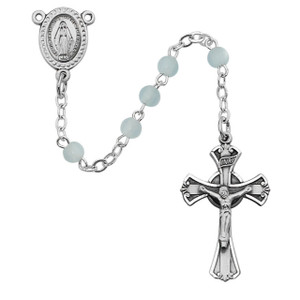 3mm Blue Glass Youth Rosary Sterling Silver - Gift Boxed 3mm Blue Glass Youth Rosary Sterling Silver - Gift Boxed