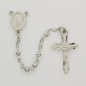 3mm Rhodium Plated Youth Rosary Pewter - Gift Boxed 3mm Rhodium Plated Youth Rosary Pewter - Gift Boxed