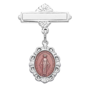 Sterling Pink Oval Miraculous Baby Pin 2 - Gift Boxed Sterling Pink Oval Miraculous Baby Pin 2 - Gift Boxed