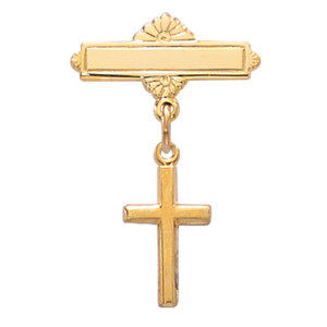 Gold on Sterling Cross Baby Pin - Gift Boxed Gold on Sterling Cross Baby Pin - Gift Boxed