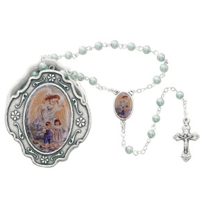 Guardian Angel Box with Decorative Outline and Blue Rosary Guardian Angel Box with Decorative Outline and Blue Rosary