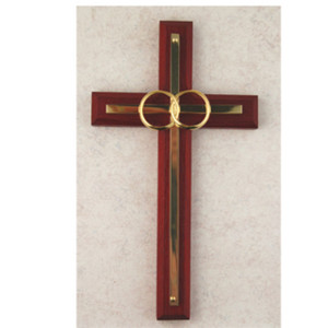 6 1/2in. Cherry and Brass Wedding Cross - Gift Boxed 6 1/2in. Cherry and Brass Wedding Cross - Gift Boxed