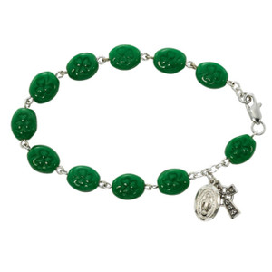 7.5in Green Shamrock Bracelet Pewter - Gift Boxed 7.5in Green Shamrock Bracelet Pewter - Gift Boxed