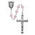 7mm Pink Tin Cut Crystal Rosary Pewter - Gift Boxed