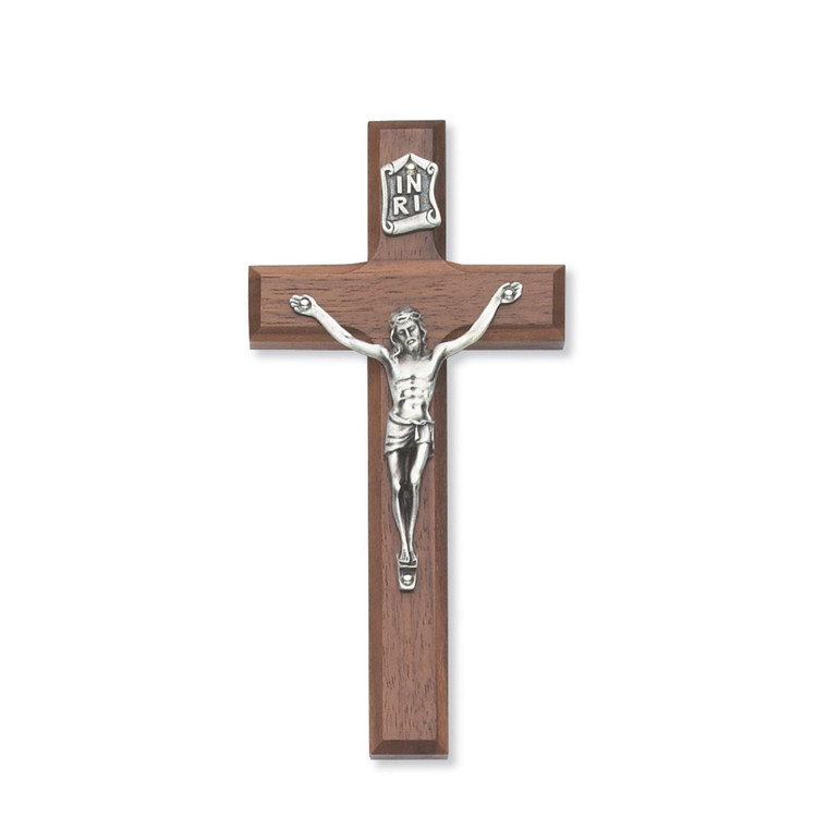 6 in. Walnut Stain Crucifix - Gift Boxed