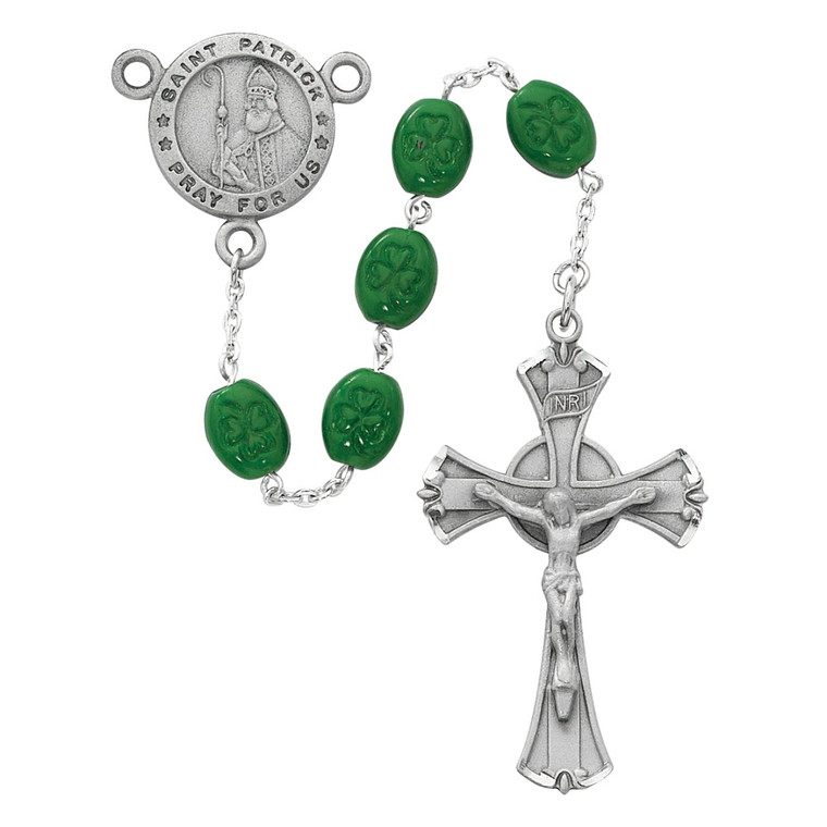 Shamrock St Patrick Rosary - Gift Boxed