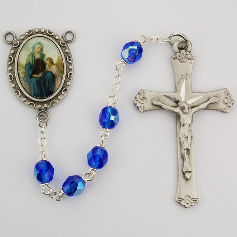 Blue St Anne Rosary - Gift Boxed