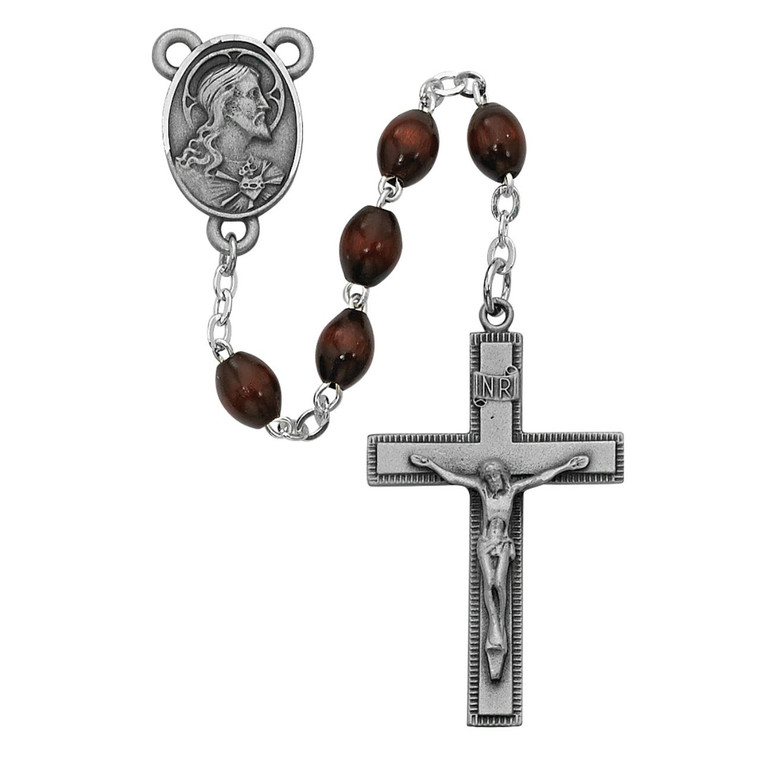 4x6mm Brown Wood Rosary - Gift Boxed