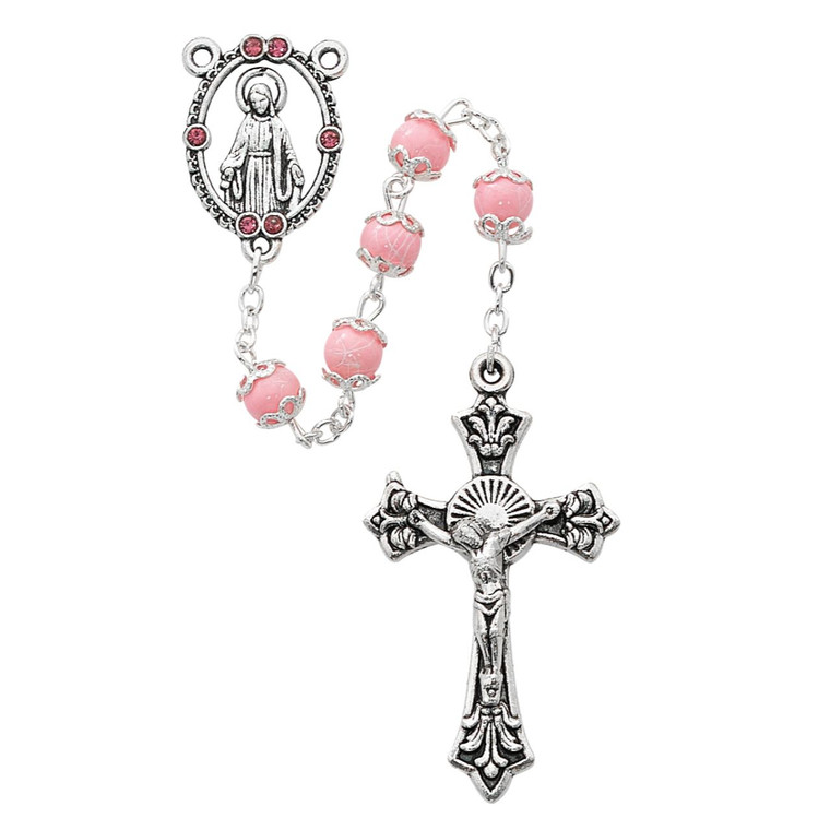 Pink Capped Rosary - Gift Boxed