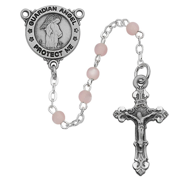 Pink Guardian Angel Youth Rosary - Gift Boxed