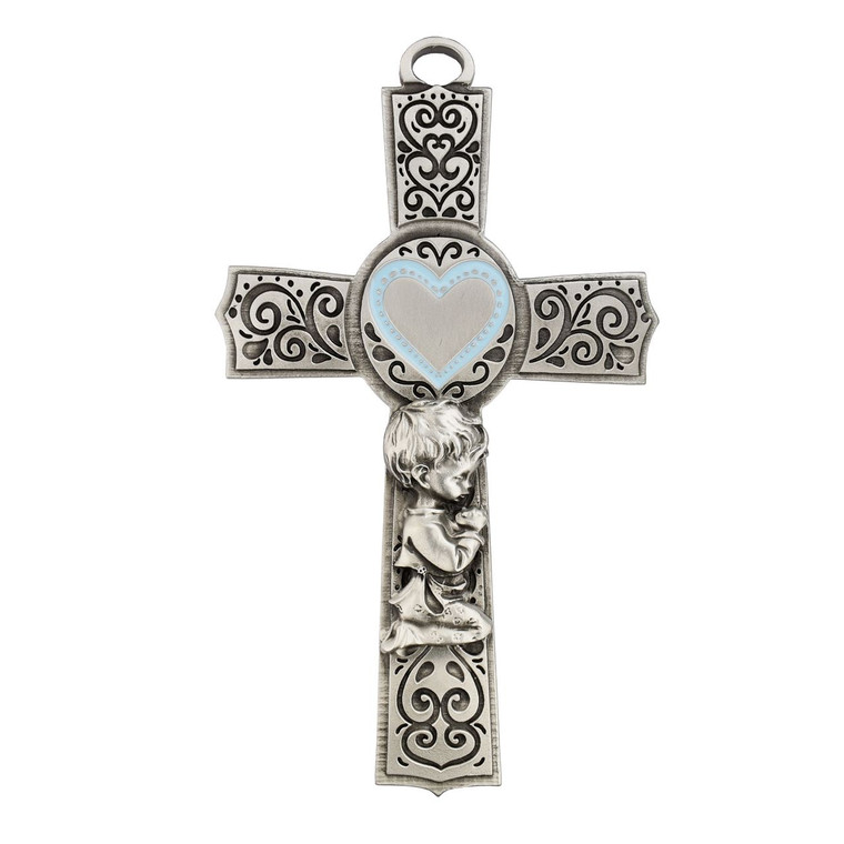 5in Pewter Baby Girl Cross - Gift Boxed